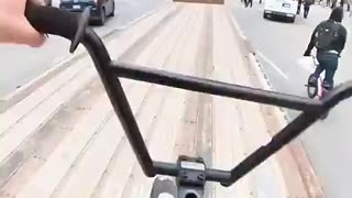 Must Watch: BMX Jump Off a Truck in Front of NYPD 👮‍♂️ #bmx #nyc