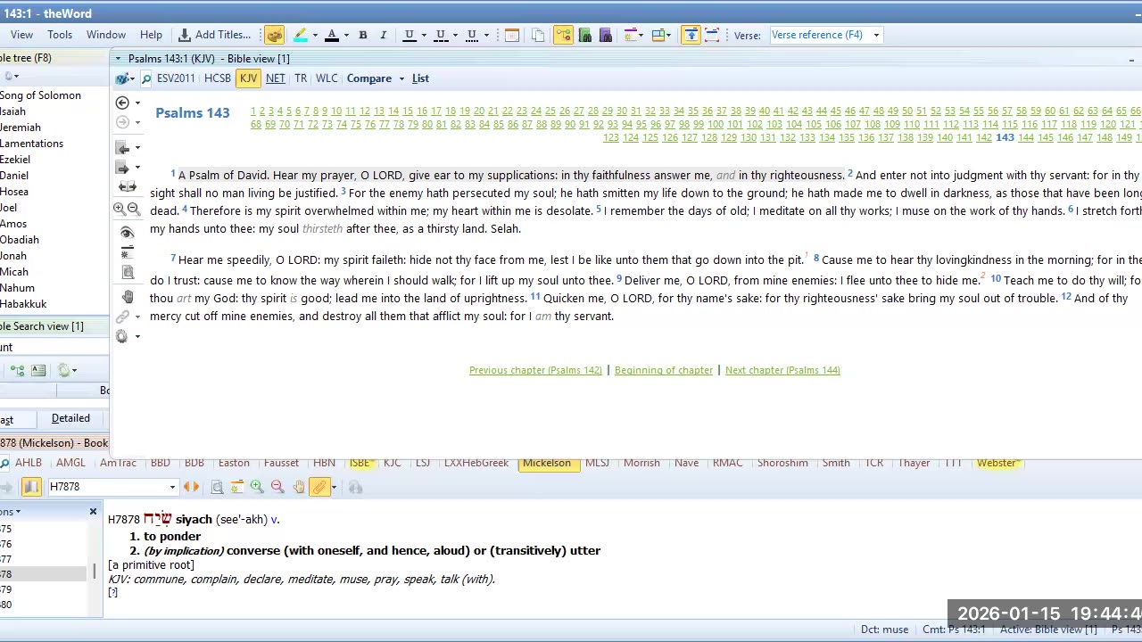 Bible Study Psalms 143