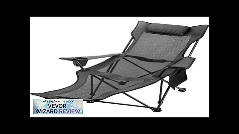 VEVOR Folding Camp Chair with Footrest Mesh Portable Lounge Chair with Cup Review