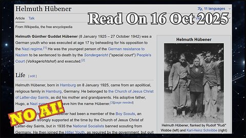 Helmuth Hübener (No AI) - 16 October 2025