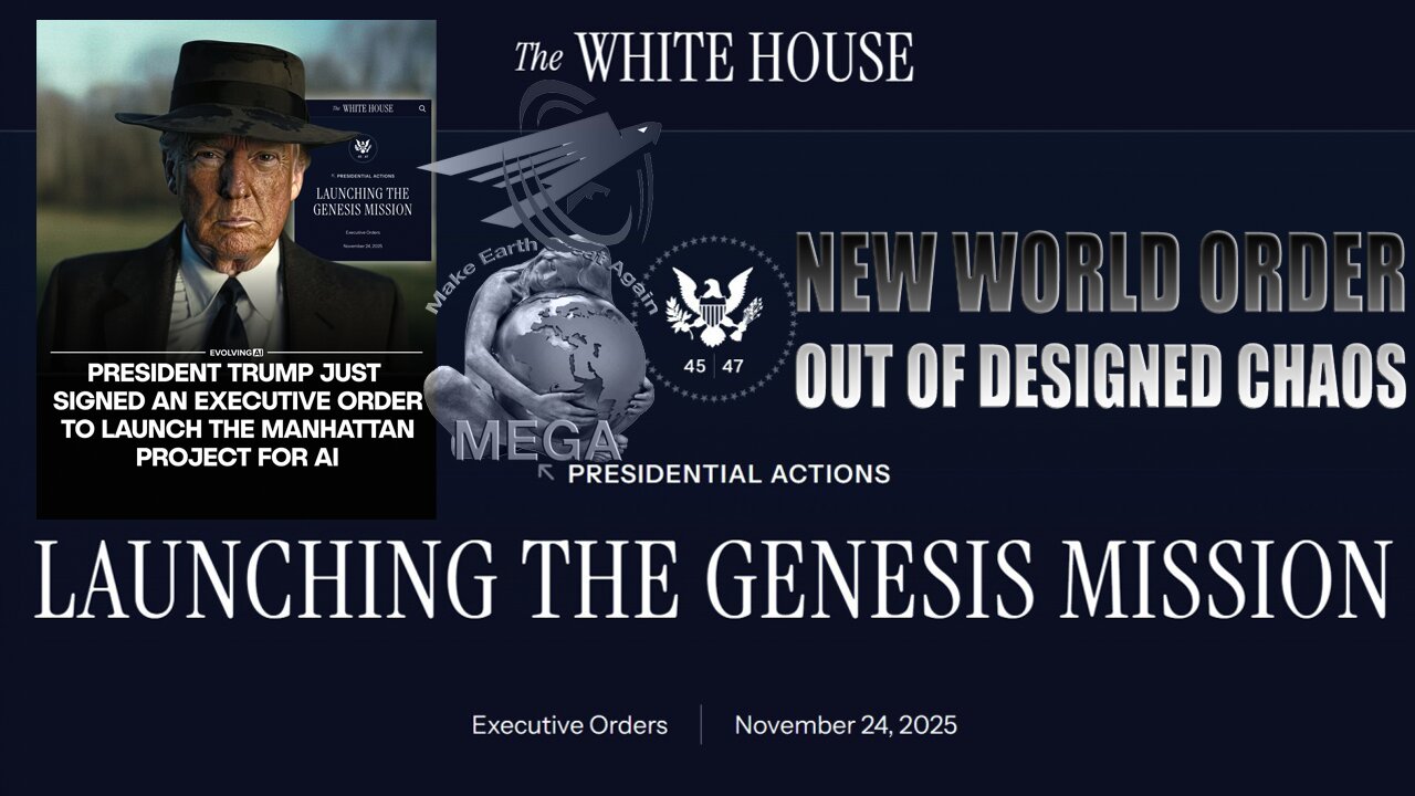 CLEARLY, Globalist Rumble DONT Like this thumbnail of this upload, because they keep displaying it in too small size | Globalist Crime Syndicate Technocratic Genesis Mission: Globalist Stooge Trumps A.I. Acceleration