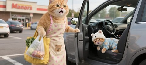 Ginger Kitten Trapped in Hot Car ☀️ Mama Cat's Brave Rescue ❤️🚗 | Funny Cat Videos