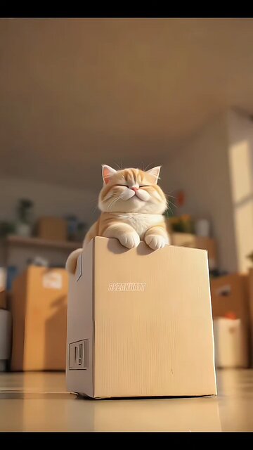 The king of the box has arrived! 👑🐱