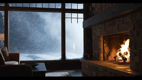 Snow Blizzard & Cozy Fireplace Sounds for Deep Sleep and Relaxation