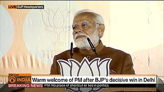 LIVE_ PM Modi addresses supporters at BJP Headquarters after BJP's decisive win in Delhi