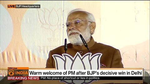 LIVE_ PM Modi addresses supporters at BJP Headquarters after BJP's decisive win in Delhi