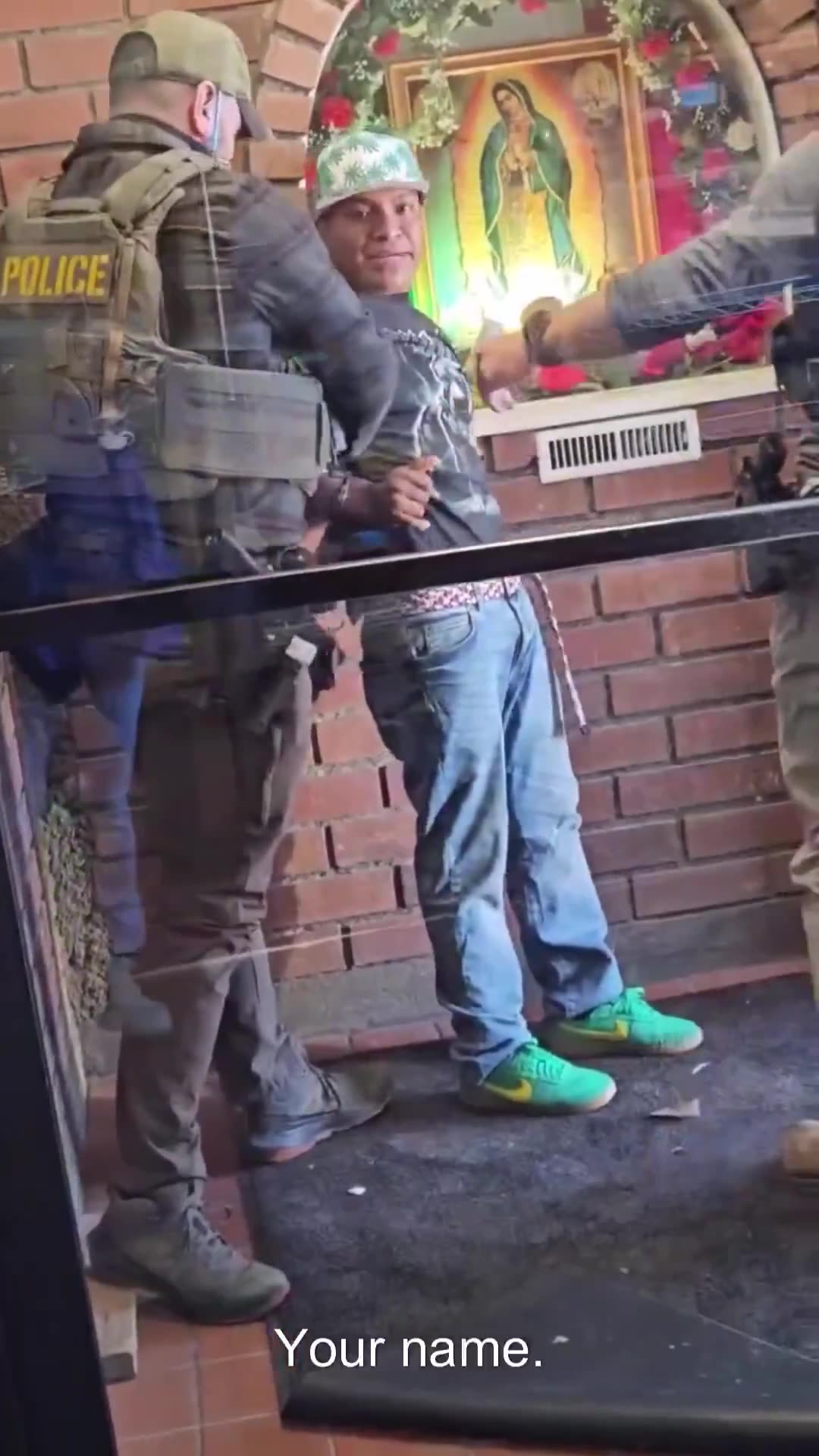 DHS agents detain an illegal alien in Indiana Harbor, East Chicago.