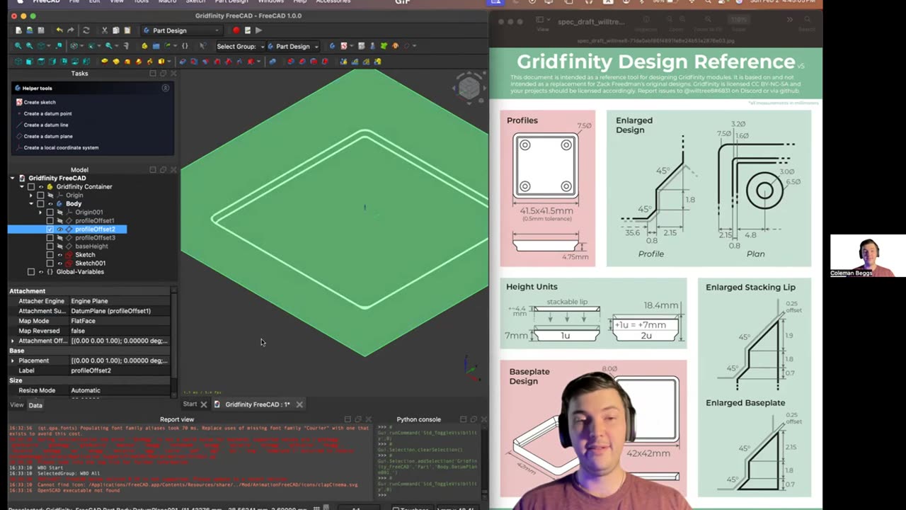 Gridfinity FreeCAD Tutorial: Part 2 - Creating Sketches on Datum Planes