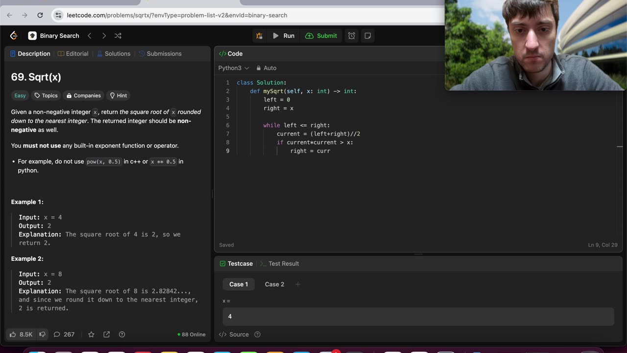 New LeetCode Topic! (Binary Search): 69. Sqrtx | 🔴LIVE Leetcode Problem Of The Day