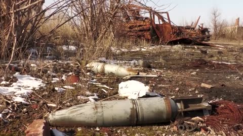 Ukrainian villagers visit ruined homes in Russian-controlled Donetsk