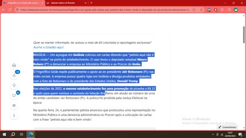 Frigorífico em Goiás põe cartaz que ‘petista não é bem-vindo’ e deputado do PT protocola denúncia