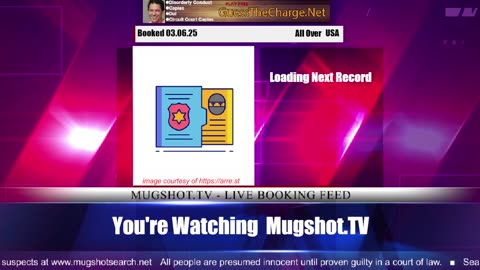 Mugshot TV - Live Arrest Booking Video Stream