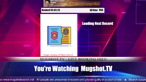 Mugshot TV - Live Arrest Booking Video Stream