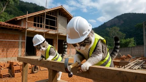 Funny Cats at Work 😂🐱 | This Went Totally Wrong!” “Cats Trying to Work on a Construction
