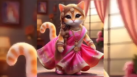 Cat Queen in Traditional Saree - A Royal Look You Can't Miss! 👑🐾"