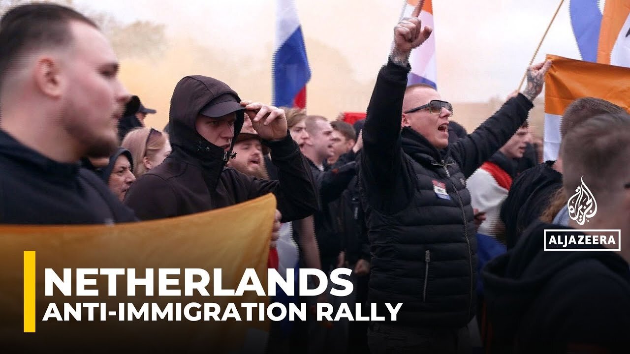 Anti-immigration rally in Amsterdam highlights deep divisions ahead of Dutch election