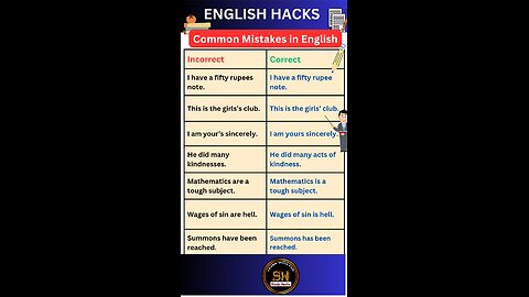 These common mistakes in English grammar you avoid 01 #studyhacks123 #english #grammar #shorts