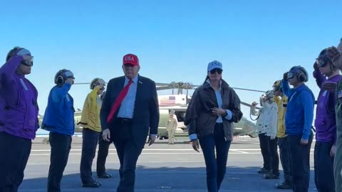 President and First Lady Arrive at USSS George HW Bush 
