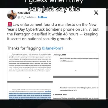 Pentagon Classified New Year’s Day Cybertruck Bomber’s Manifesto