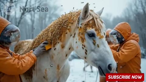 Rescuing an Injured White Horse with a Body Covered in Honeycomb-like Holes | Amazing Snow Animal