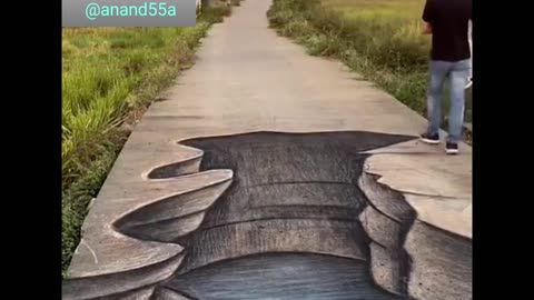 Road par illusion sketch art bana kar sabko dara diya