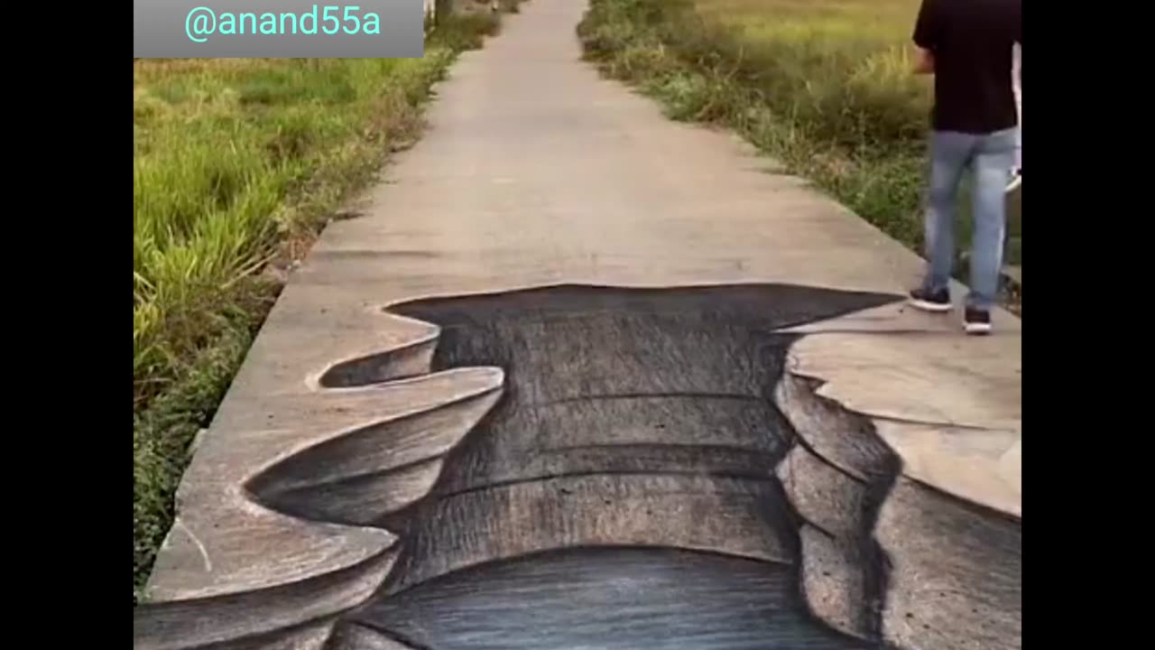 Road par illusion sketch art bana kar sabko dara diya