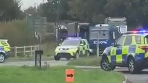 British Trident nuclear warheads transported under heavy guard for routine maintenance