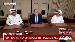 President Donald Trump welcomes the Emir and Prime Minister of Qatar aboard Air Force One