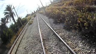 Train surfing on Sousse suburban line in Tunisia