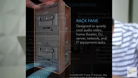 AC Infinity CLOUDPLATE T7-N, Rack Mount Fan Panel 2U, Intake Airflow, for Coolin