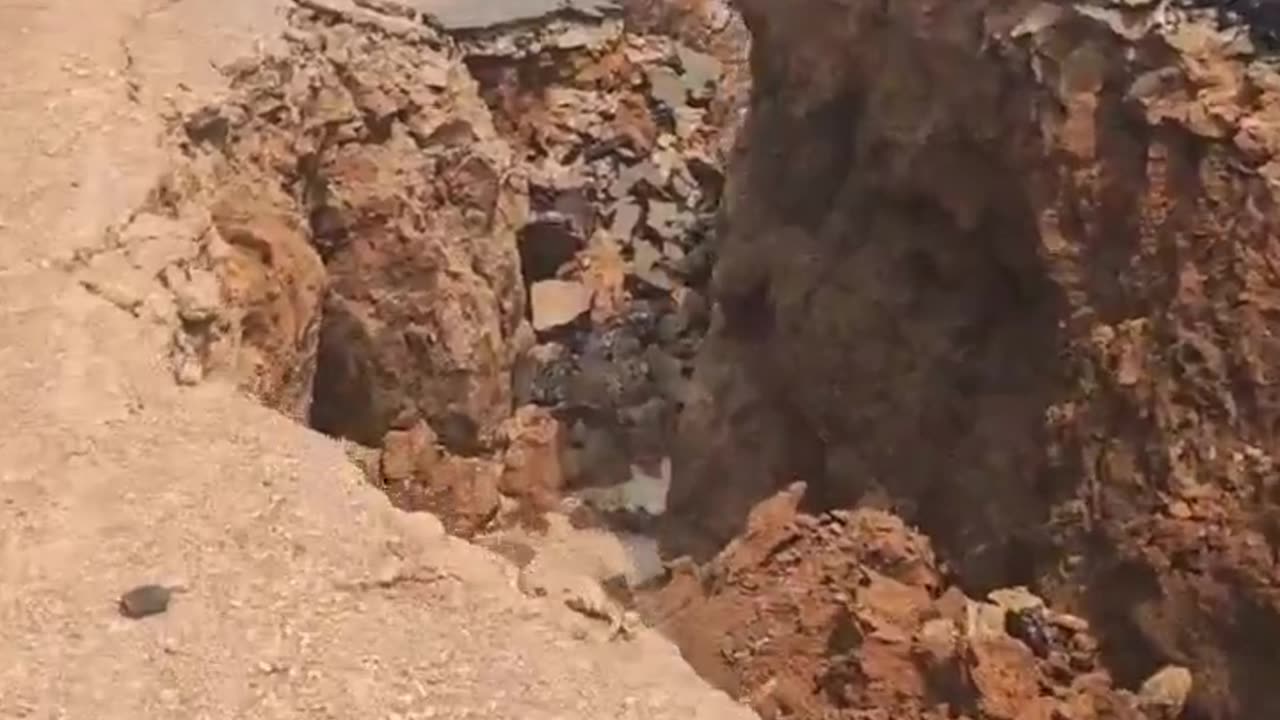 Extensive “surface” cracks following 7.7 magnitude earthquake in Myanmar.