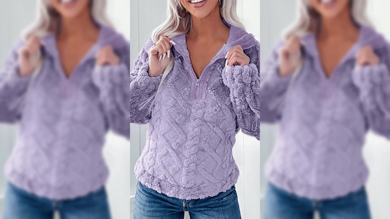 Cozy Fleece Quarter Zip Sweatshirt