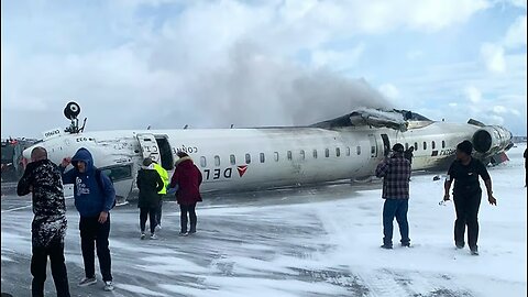 Delta jet flips upside down on a snowy Toronto runway and all 80 aboard survive