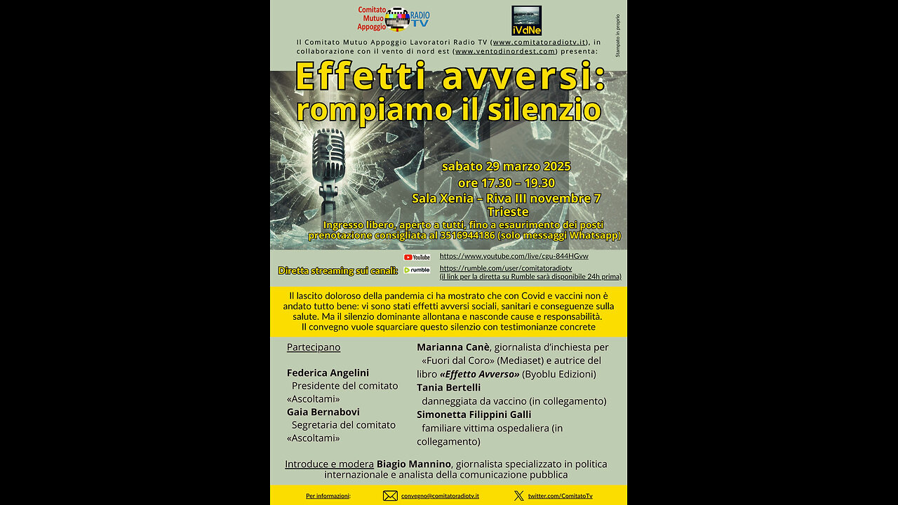 Convegno: «Effetti Avversi: rompiamo il silenzio» Trieste, 29/3/25. Marianna Canè, Federica Angelini