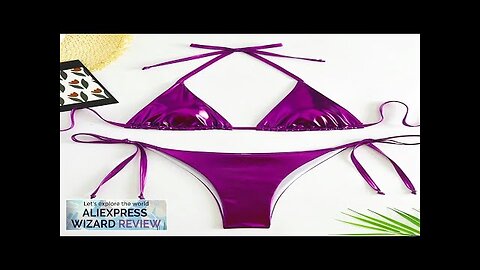 Sexy Metallic Halter Bikinis Sets Lace Up Triangle Tie Side Bikini 2024 Review