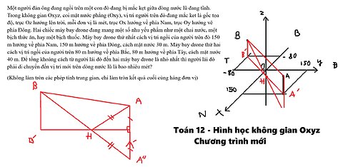 Toán 12: Hình học Oxyz: Một người đàn ông đang ngồi trên một con đò đang bị mắc kẹt giữa