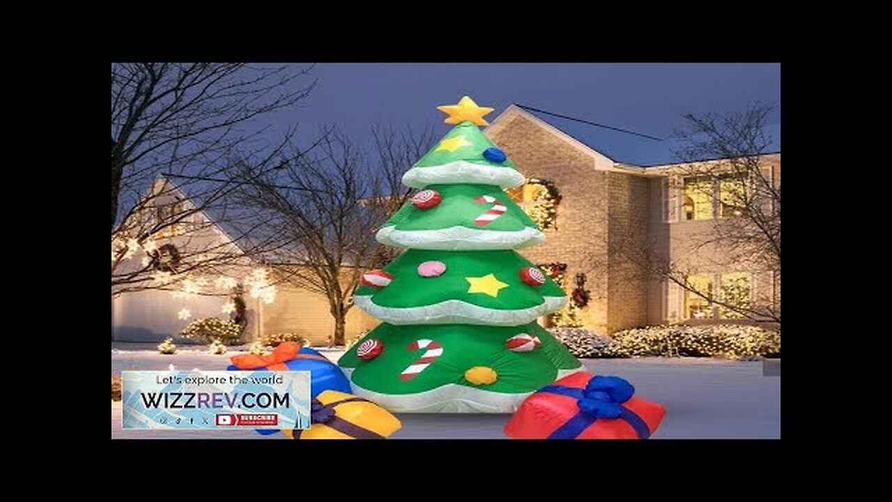 Christmas Inflatables Tree Airblown Santa Claus Climbing Tree Chased by Puppy Dog Review