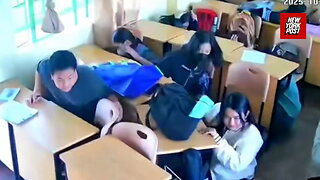 Moment frightened students realize another earthquake is striking the Philippines
