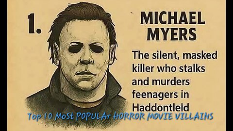 toP ten MoSt POPULAr HORROR MOVIE VILLAINS1.MICHAEL MYERS2FREDDY #horror #horrorseries