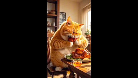 Orange Cat cute cooking 😍 #kids