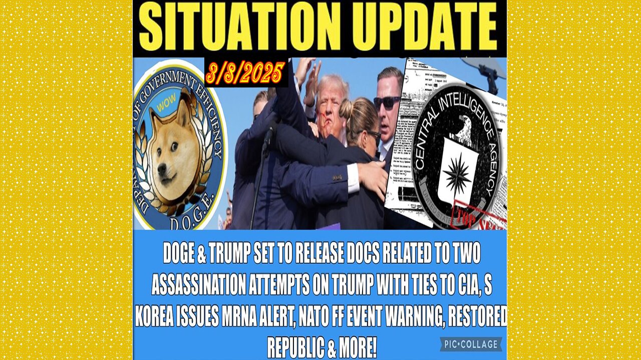 SITUATION UPDATE 3/8/25 - TRUMP Assassination Attempt Docs, S Korea Mrna Alert, NATO FF