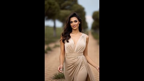 Beige elegant daytime dress