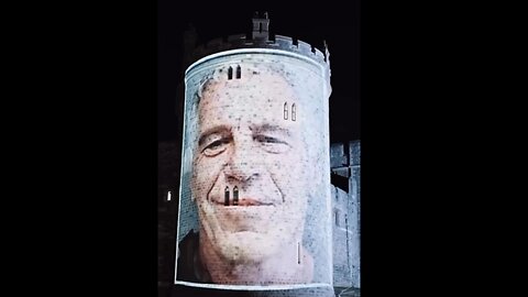 The story of Trump and Epstien screened outside Winsdor palace