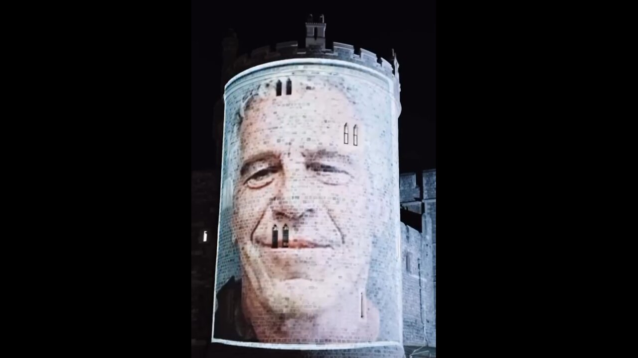The story of Trump and Epstien screened outside Winsdor palace