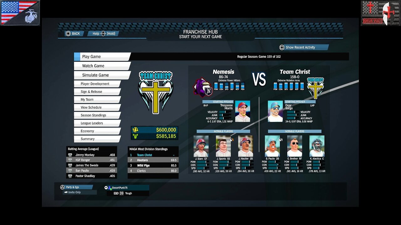 Based Sportsball 2025: Regular Season - Game #159 [Team Christ vs. Nemesis]