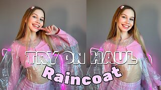 [4K] Raincoat Try-On | How a sheer raincoat looks with a delicate outfit