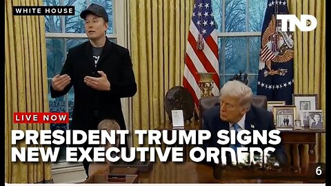Elon Musk joins President Donald Trump as he signs executive orders in the Oval Office