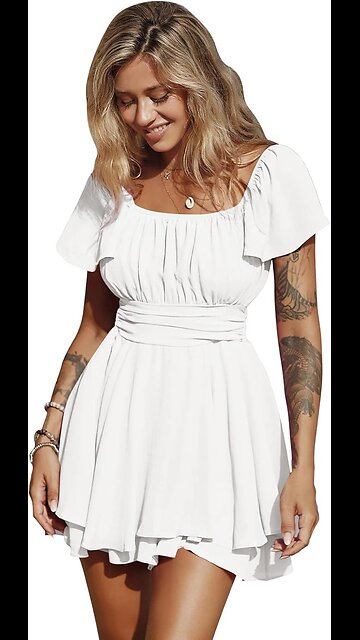 EXLURA Women's 2025 Summer Ruffle Short Sleeve Dress