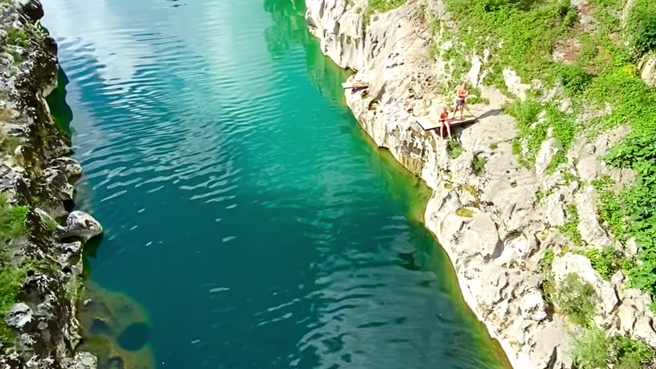 Epic Bridge Dive in Slovenia