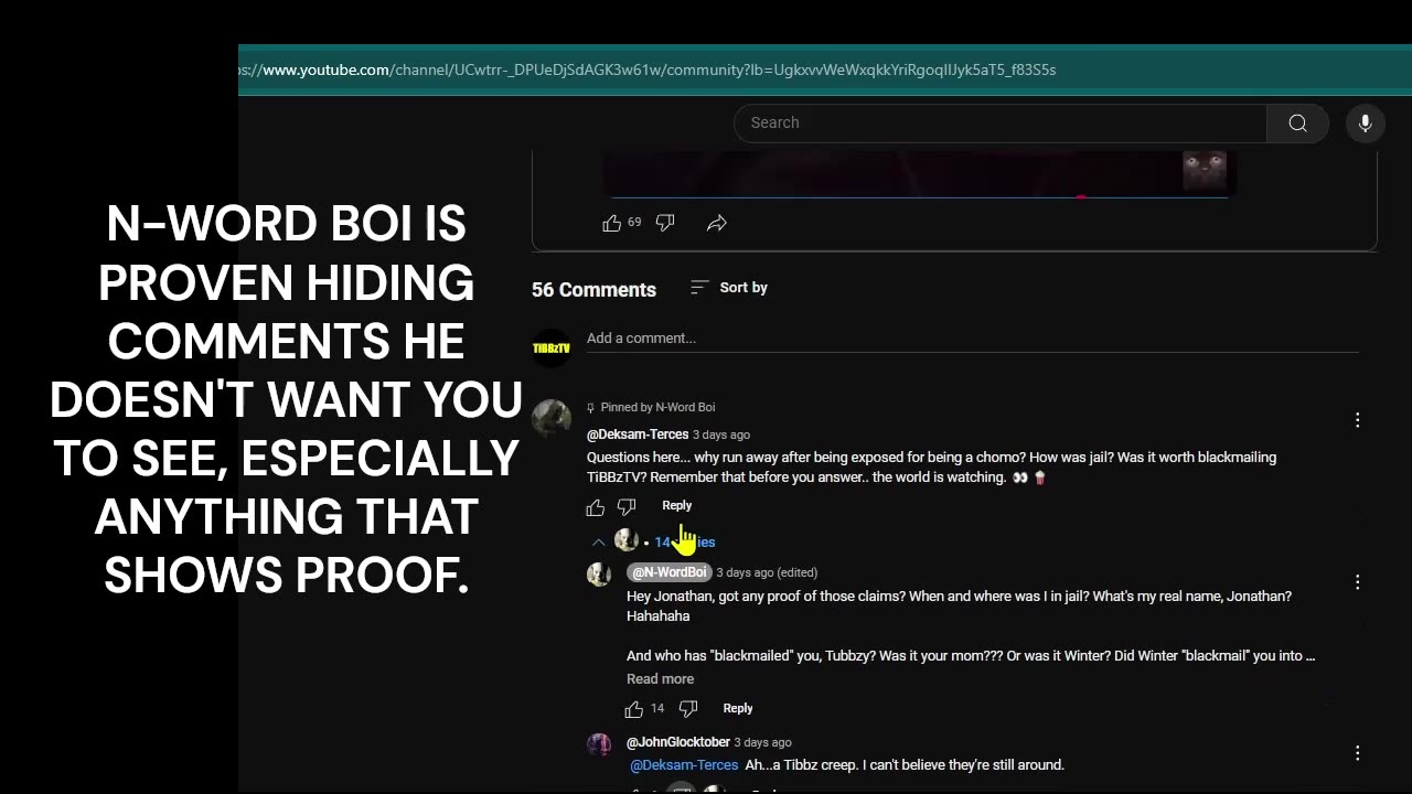 N-Word Boi Asks for Proof then Hides Cmments that Show He Bullied Kids